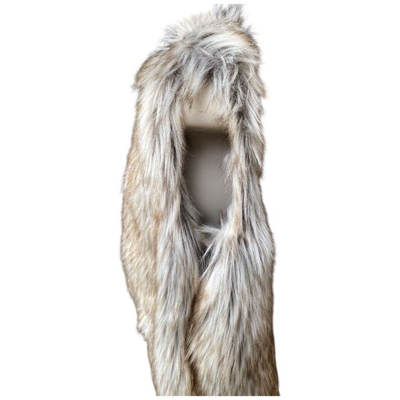 Rachel Zoe Size M Silver Faux Fox Fur Fluffy Hook Closure Vest Jacket Mob wife - Picture 5 of 15